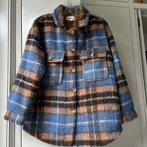 Heartloom Cozy Plaid Jacket in Blue and Brown